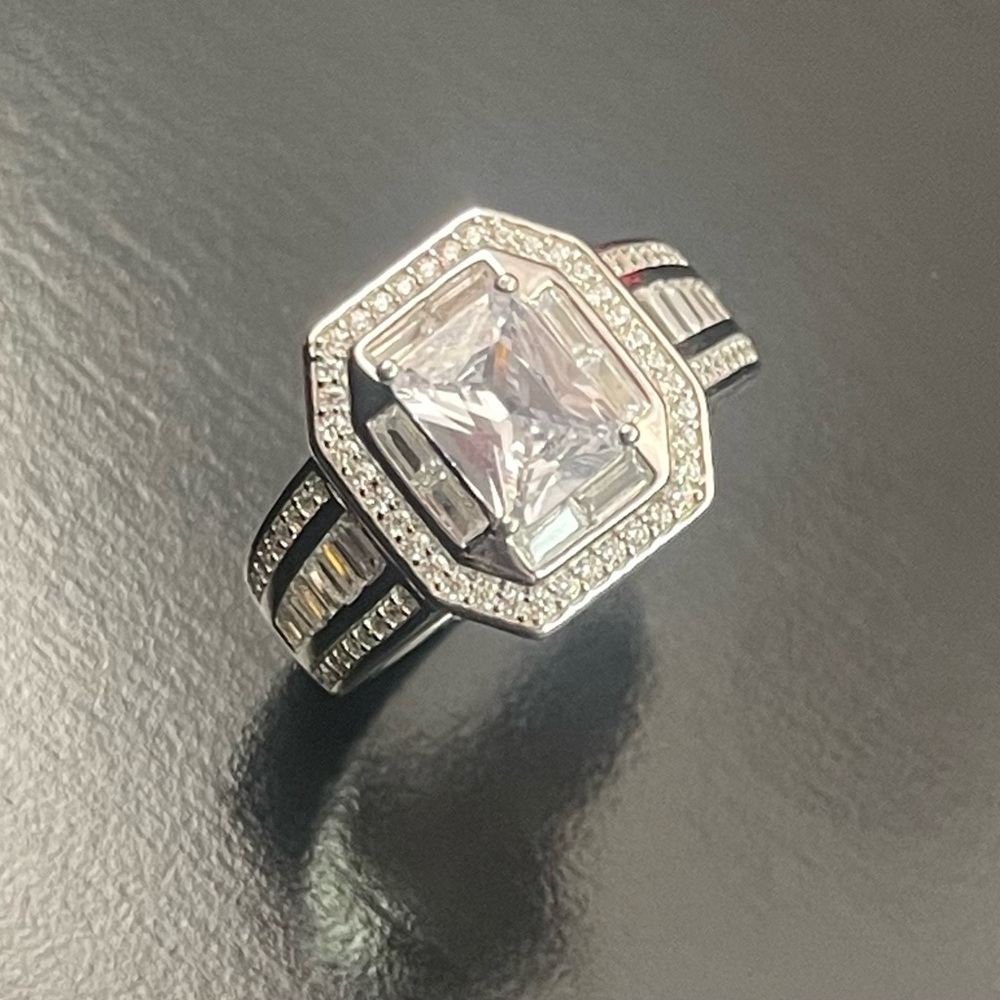 Solid Plata 925 Silver Size 9 Ring Austrian Crytal - image 3